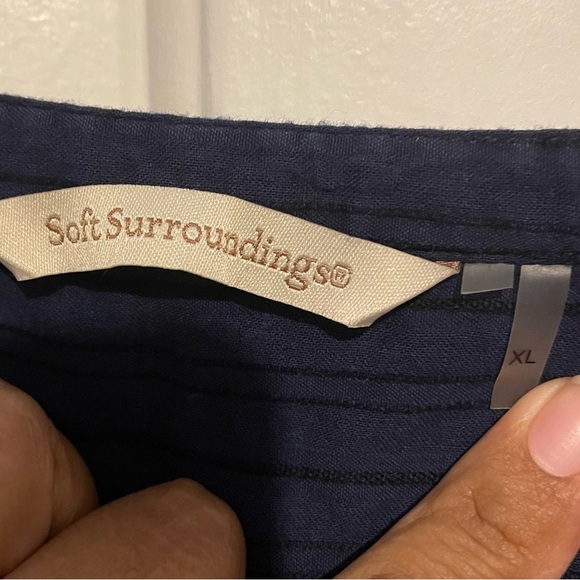 Soft Surroundings | Navy Blue Fish Embroidered Beaded Top - Picture 3 of 6